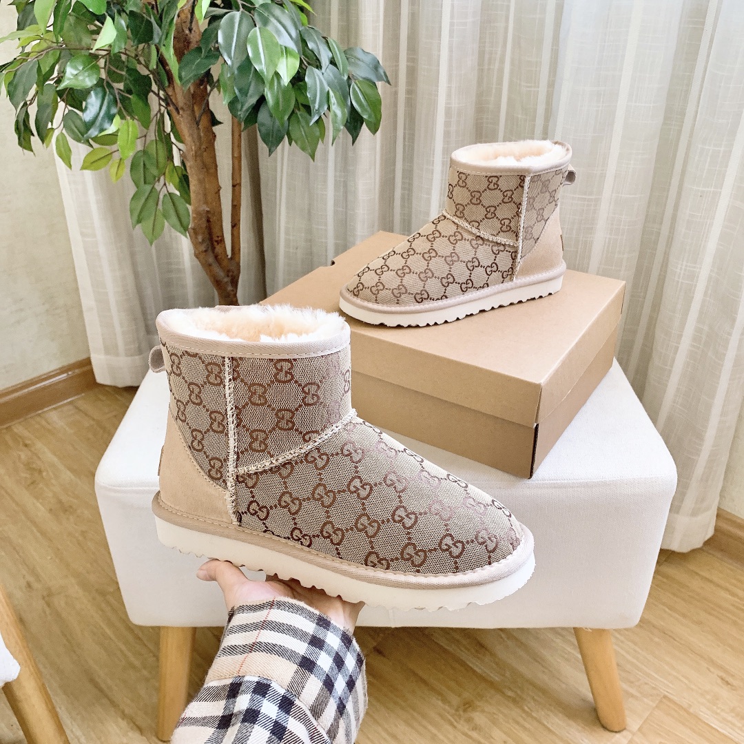 Winter new retro style thick soled fashion simple warm snow boots women's shoes(NO BOX)