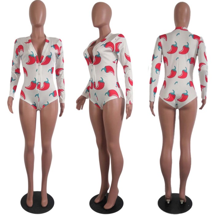 Lip Chili Print Bodysuits