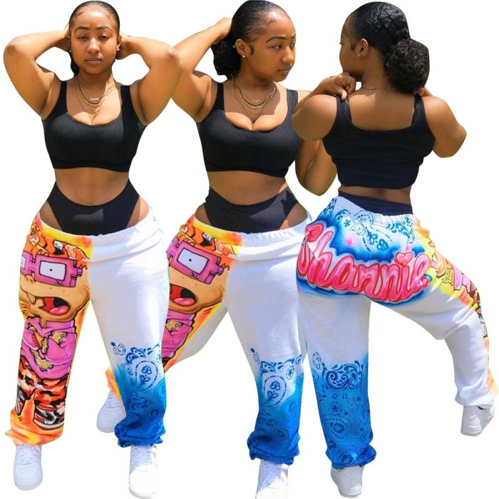 Positioning Printed Sports Harem Pants