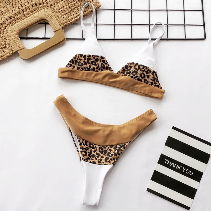 Leopard Print  High Waist Bikini Swimsuit