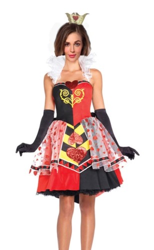 LE8097  Queen of Hearts Alice in Wonderland Halter Adult Costume