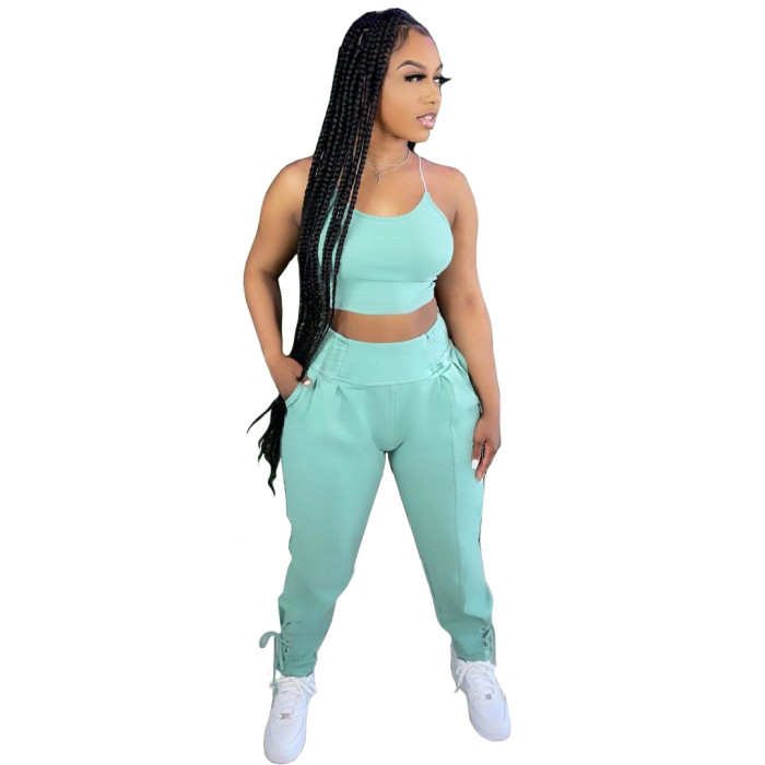 Fashion Casual Sling Sports Pants Suit