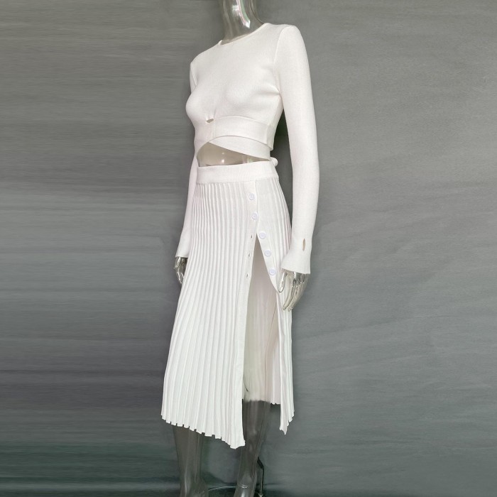 fall winter plus size rib knit top 2 piece skirt women sweater dress set