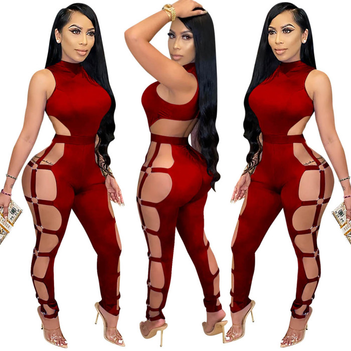 Sexy Hollow Nightclub Tights Halter Jumpsuit