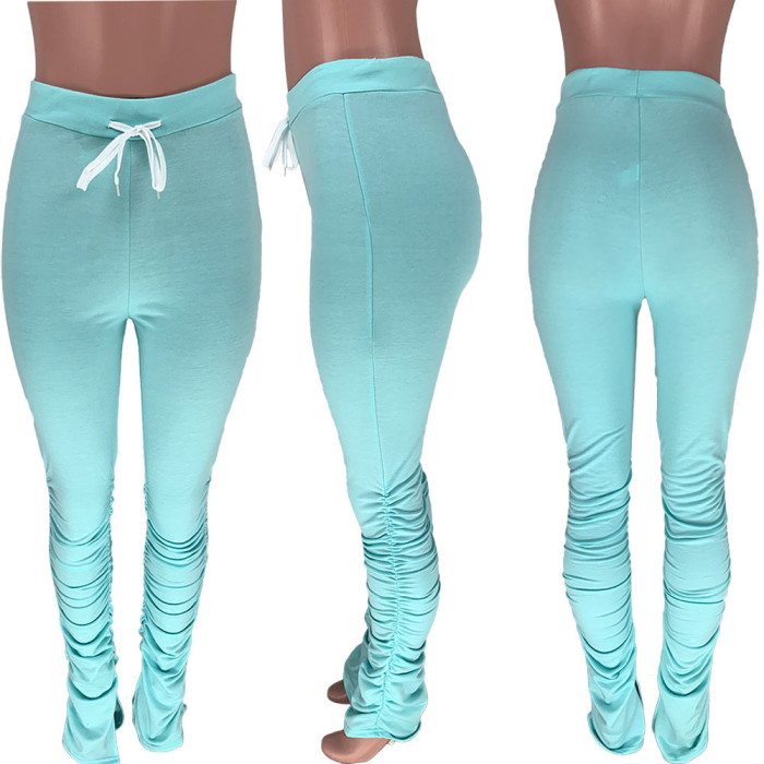 Solid Color Pleated Split Micro Flared Track Pants