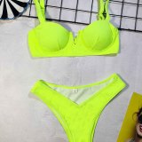 Plain Color Two-Piece Push Up Swimwear