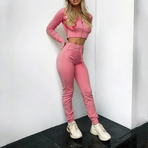 ribbed crop hoodies and pant set 2 piece clothing