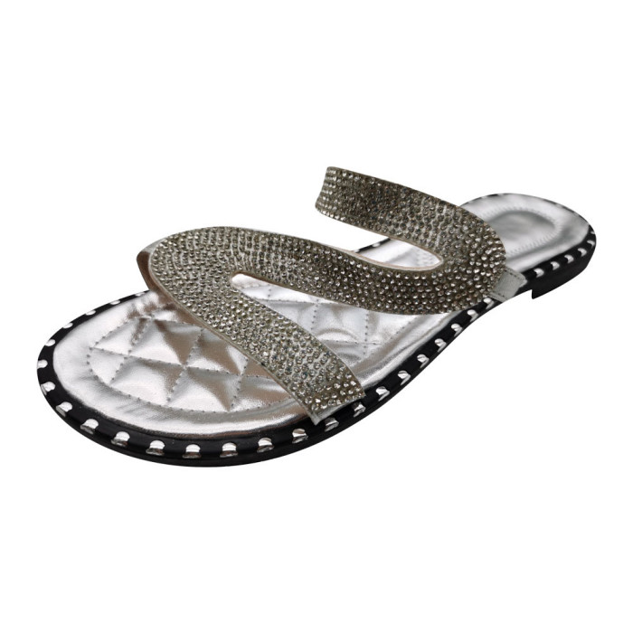 outdoor diamond flat slippers