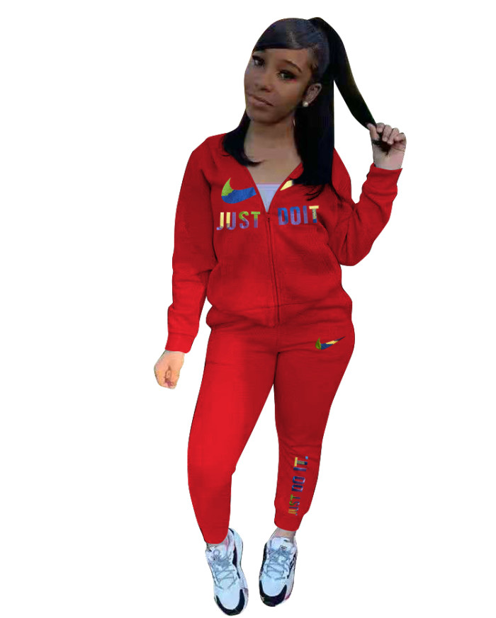 Embroider Letter Jogger 2 Piece Athletic Tracksuit