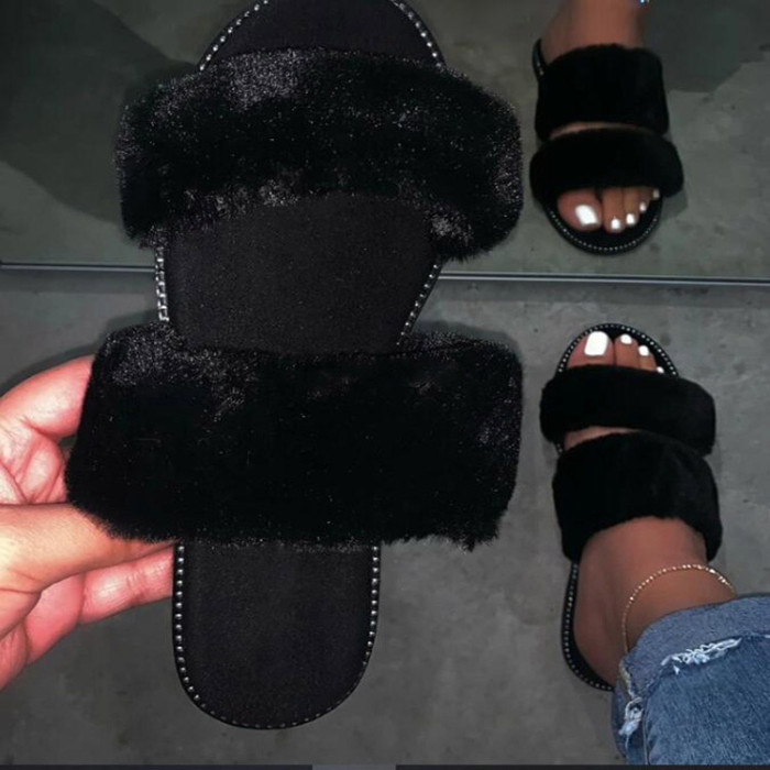 Plush Summer Slippers for Women and Ladies