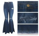Blue Denim High Waist Flare Jeans