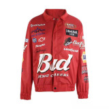 Fall Casual Print Red Long Lseeve Loose Oversize Jacket