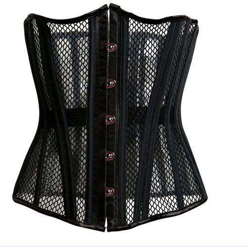 LE1046 Black Finshnet Corsets 26 Steel Boned Waist Training Corset