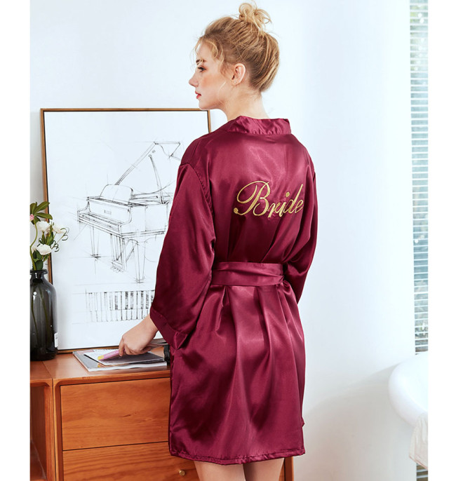 Back Golden Embroidery Letters Robe