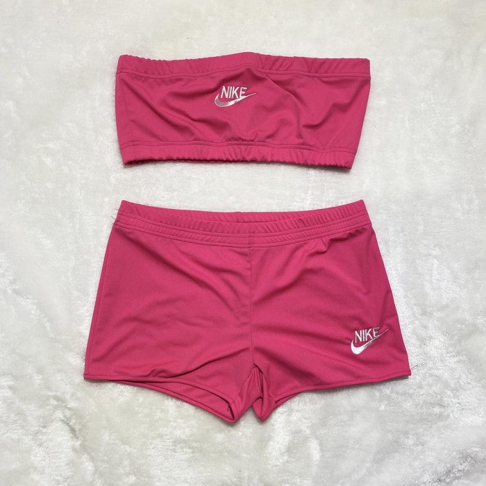 Solid Color Embroidered Letters Wrapped Chest Shorts Suit