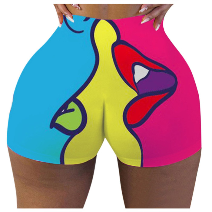 Graphic Print Shorts Yoga Pants
