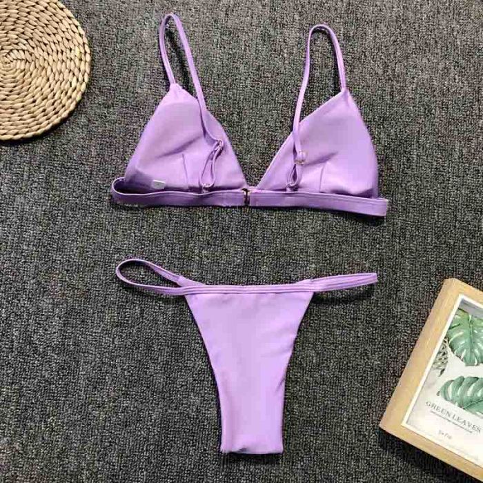 Sexy Solid Color Low Waist Bikini Set