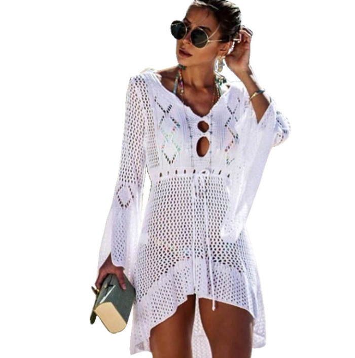 Flared Sleeves Crochet Swimwear Cover-ups