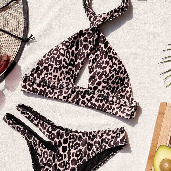 Sexy Leopard Print Cutout Bikini