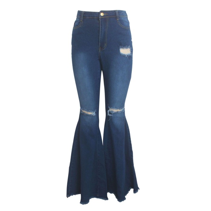 Blue Denim High Waist Flare Jeans