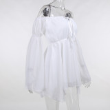 Chiffon One Shoulder Irregular Dress Tunic Suit