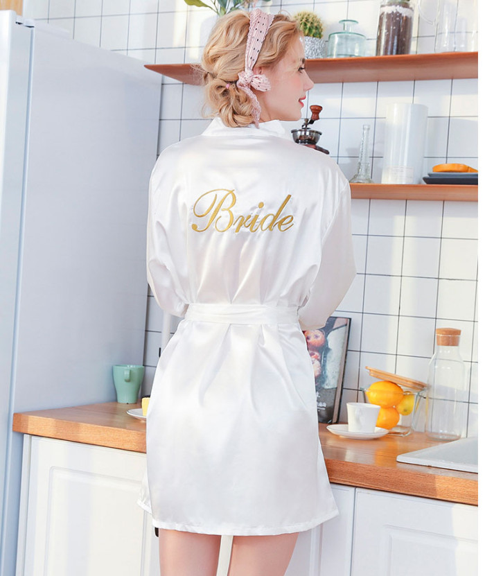 Back Golden Embroidery Letters Robe