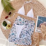 3PC Purple Butterfly Swimwear Cover-Ups Set