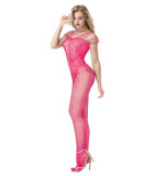 Strappy Shoulder Open Crotch Red Bodystocking YD2082