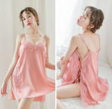 Backless Lace Halter Nightdress