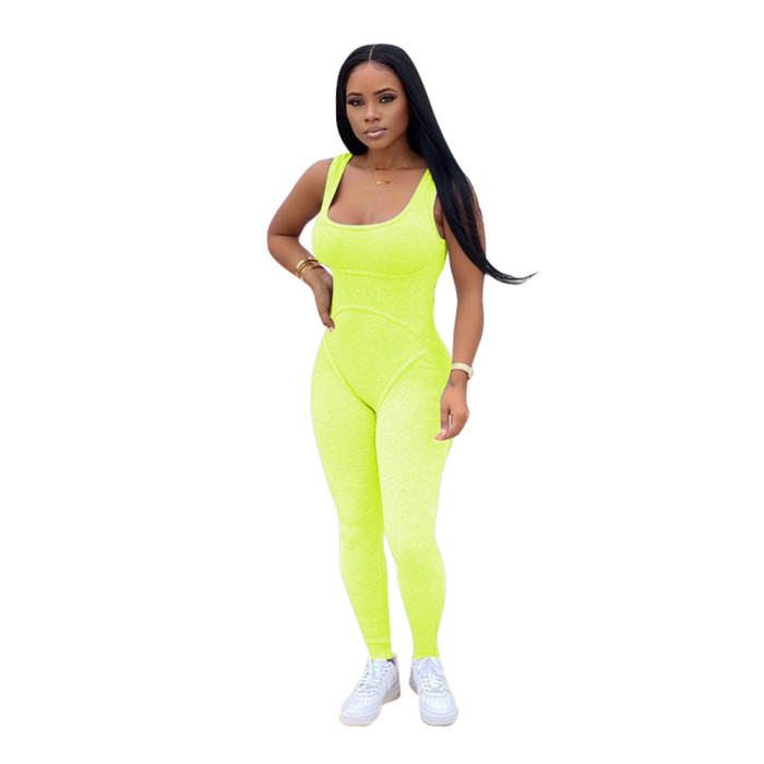 Solid Color Overalls Knitted Jumpsuits