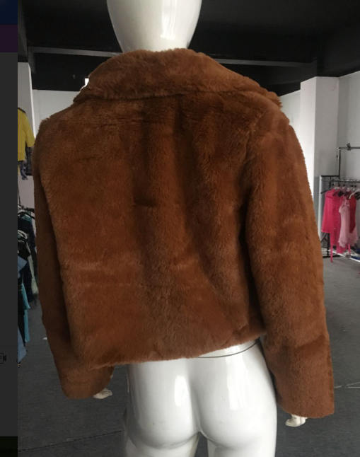 Long Sleeve Crop Fur Coat