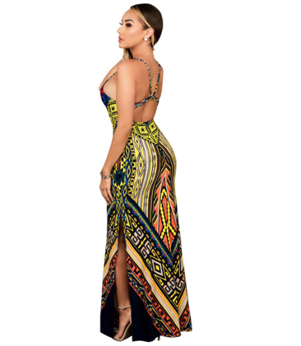 LE6420-1  Bright Multicolor Print Dress