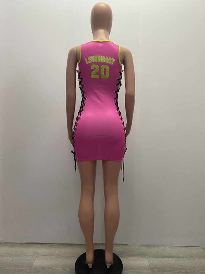 lace up hollow sexy sport Jersey Basketball Dresses