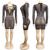Sexy Mesh Hot Diamond Lace Nightclub Dress