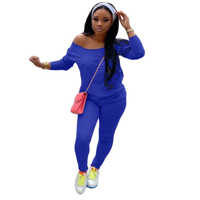 Fashion Women's Solid Color Long-Sleeved Casual Suit Without Headscarf