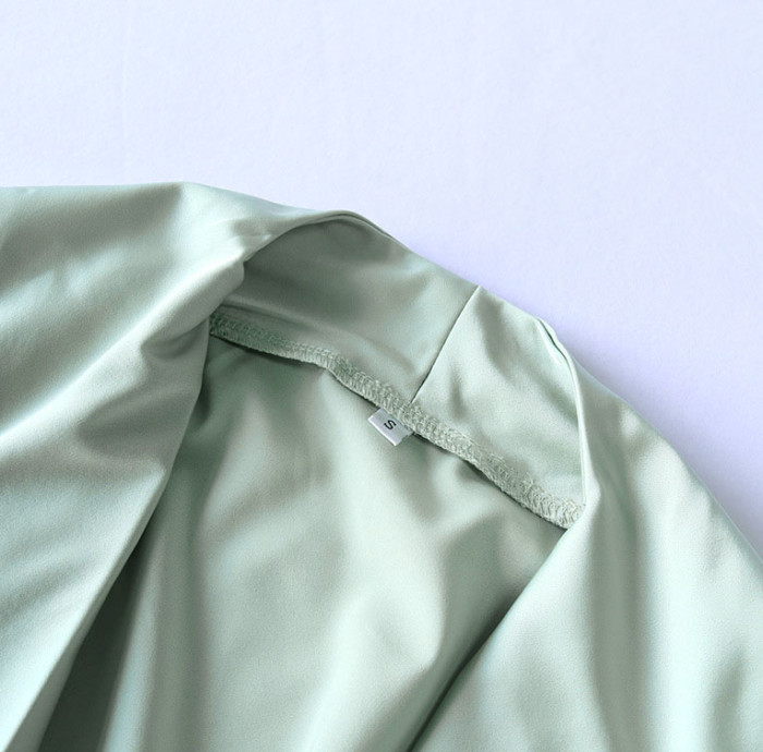 Two-piece Satin Top Split Long Skirt  Suit