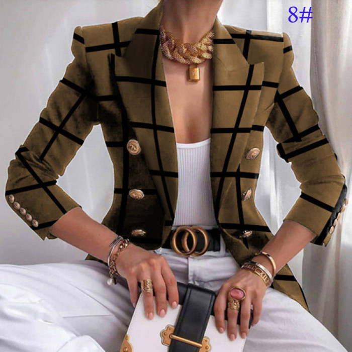 Slim Fashion Short Double Breasted Blouse Suit