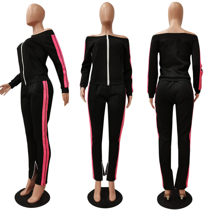 Strapless Stitching Leisure sports Suit with Split Legs