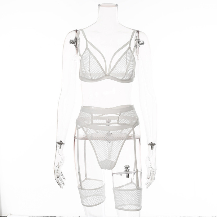 Three Piece Bra and Panty Galter Lingerie Set