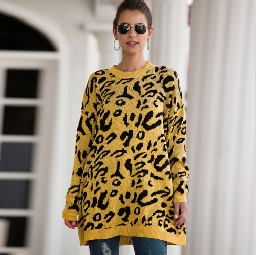 Long Sleeved Leopard Print Sweater