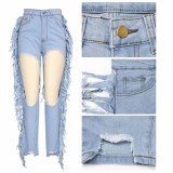 Ripped Street Personality Fringed Jeans