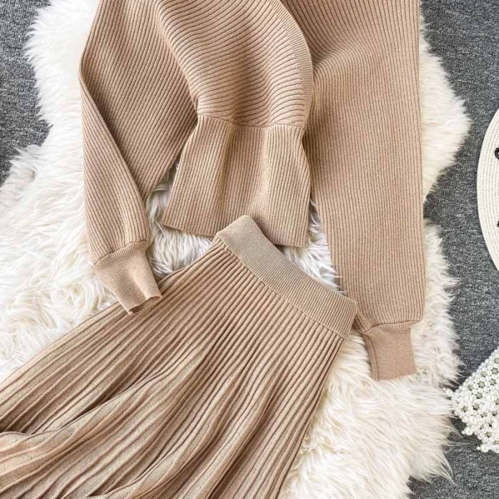 Knit Sweater Skirt Suit