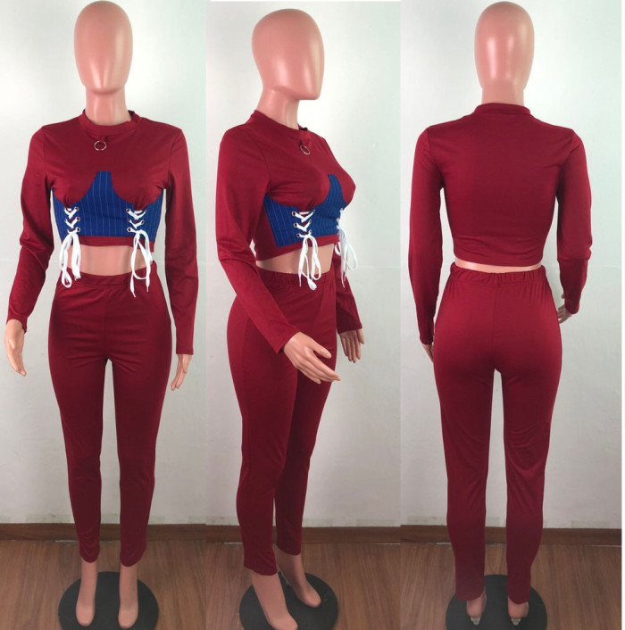 Sexy Bodycon Strings Crop Top and Pants Set
