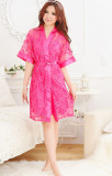 LE2092-1  2pcs Set,Rose Lace Satin Babydoll and Robe Set