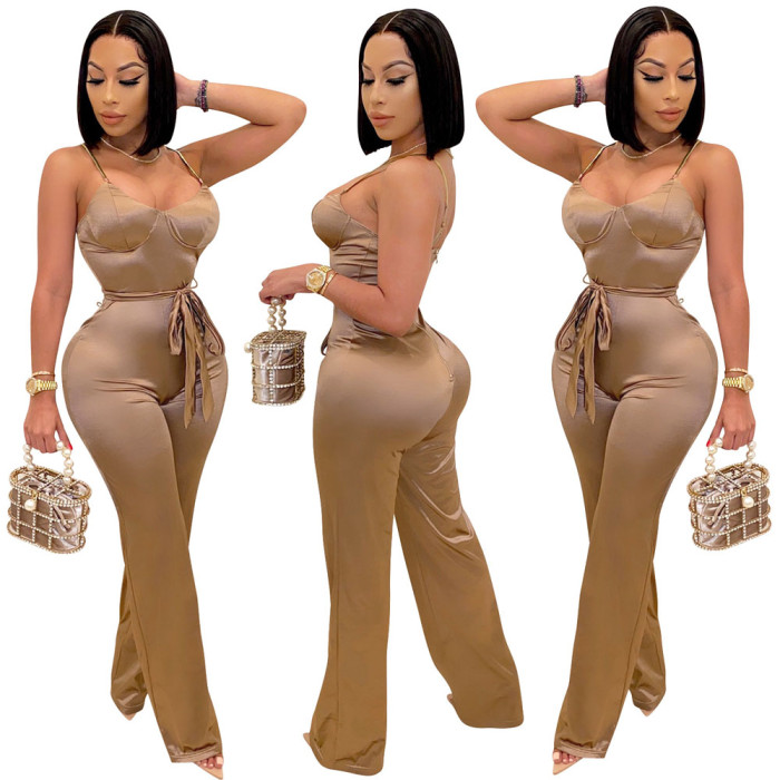Sexy Straight Trousers Casual Jumpsuit