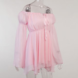 Chiffon One Shoulder Irregular Dress Tunic Suit