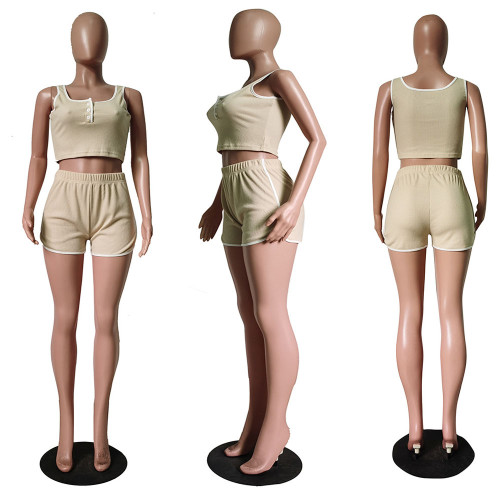 women sleeveless clothing short pants two piece set