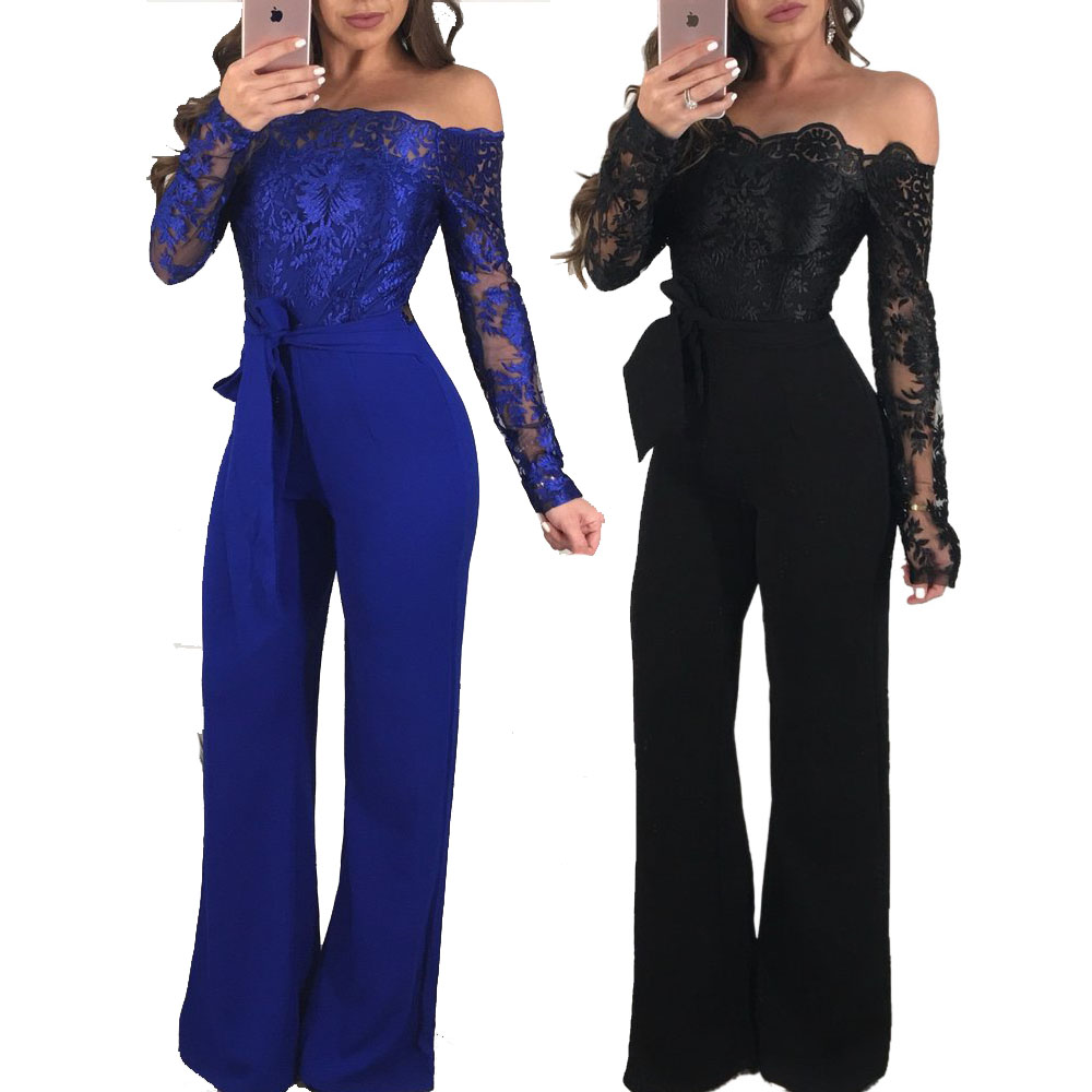 Wholesale Lace Upper Sexy Chic Jumpsuit with Off Shoulder