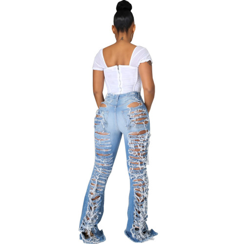 Women’s Ripped Flared Jeans