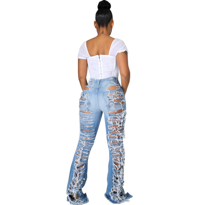 Women’s Ripped Flared Jeans